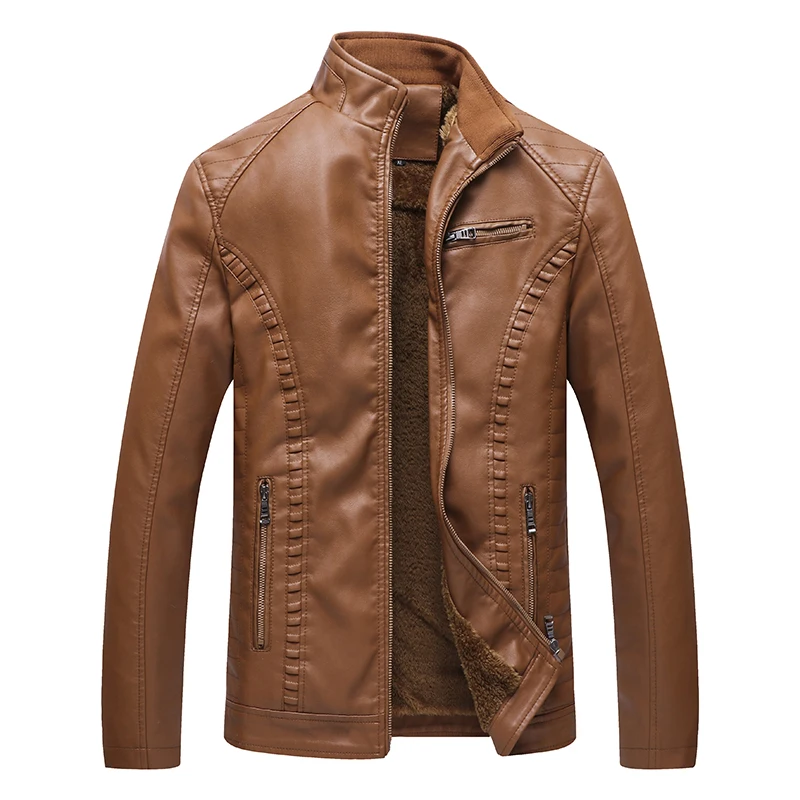 Новые брендовые зимние кожаные куртки Для мужчин флис теплые мотоциклетные замшевые куртки Мужской повседневные пальто Veste en cuir pour homme 6XL