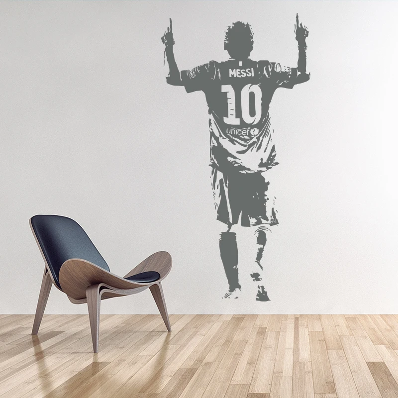Najtaniej Nowy projekt Lionel Messi rysunek naklejki ścienne winylowe dekoracje dla domu diy gwiazda futbolu naklejki piłka nożna sportowiec dla dzieci pokój