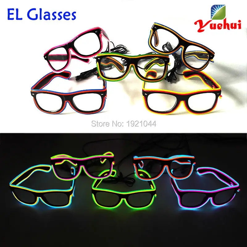 

With 3V Steady on Drive EL Wire Glowing Glasses for Festival Decoration Night Blinking Glasses Wholesale 20pieces