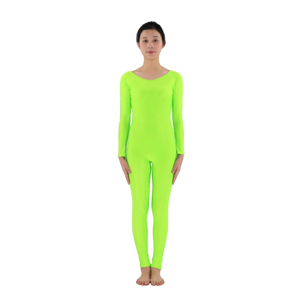 Fluorescent Green Women's Zentai Unitard Dancewear Adult Zentai Long