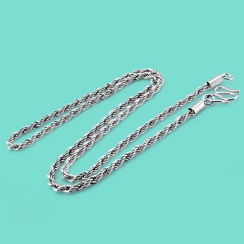 925 sterling silver classic handsome man necklace twisted lines necklace Fashion silver Punk wind silver ornament Send her boy