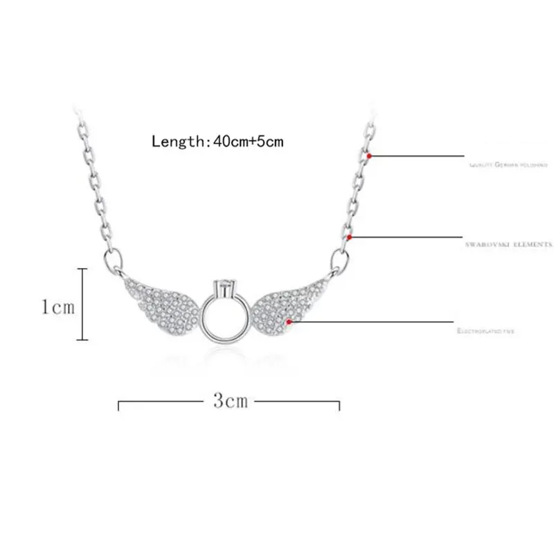Anenjery новейшие изысканные циркониевые крестообразные Кристальные Подвески с крыльями ангела ожерелья для женщин подарок на день Святого Валентина S-N07