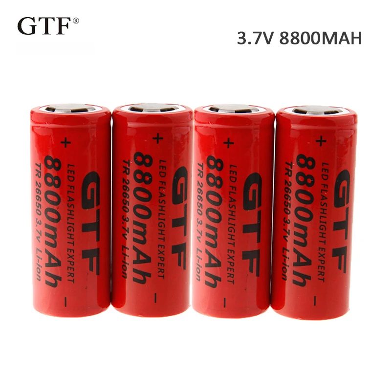 

4pcs 3.7V 8800mah 26650 Battery Li-ion Rechargeable Battery for Flashlight rechargeable Battery Portable LED powerbank znter