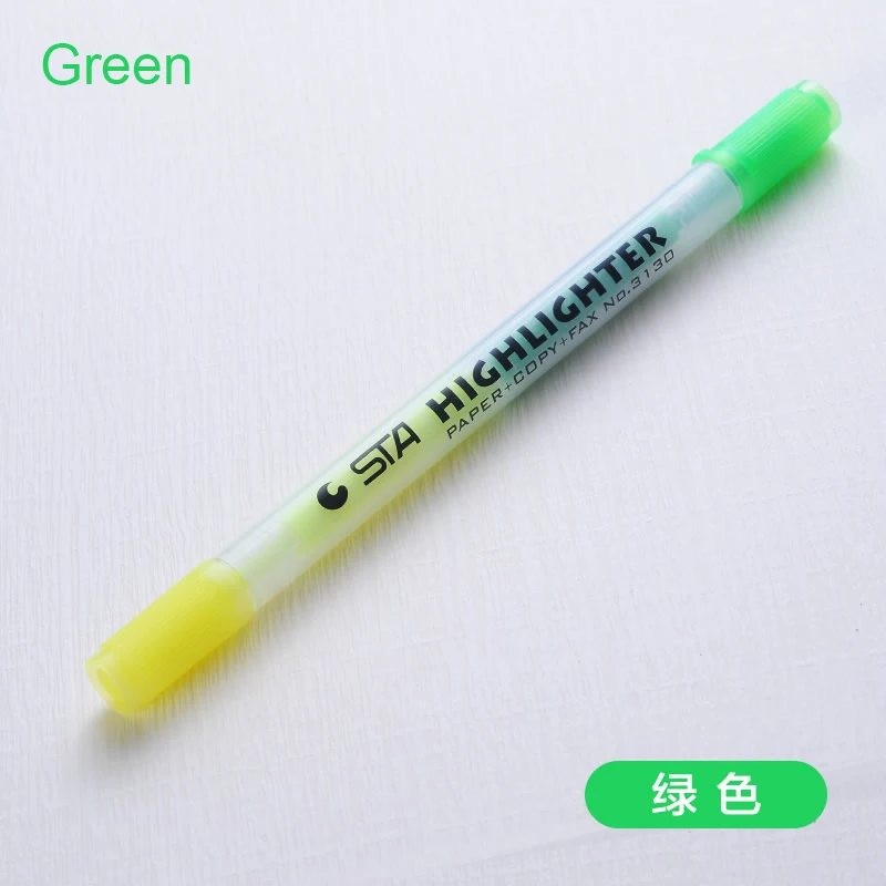 6 цветов одиночный текстовый маркер с двойной головкой неоновый маркер водонепроницаемый хайлайтер ФЛУОРЕСЦЕНТНОЕ перо для студентов, делая заметки, маркировка - Цвет: Зеленый