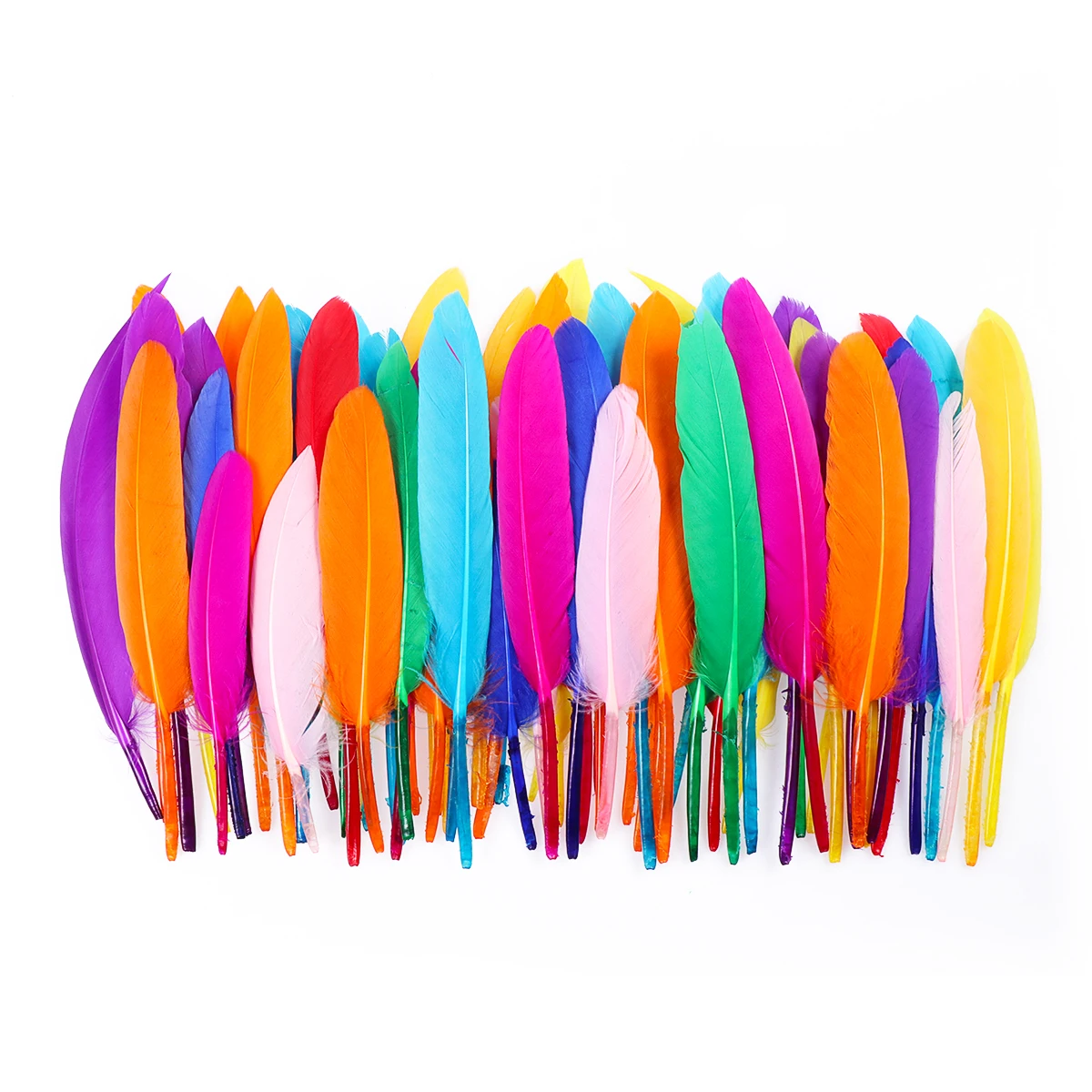 

OUNONA 200pcs Nature Feather Colorful Feather for DIY Craft Wedding Home Party Decoration (Random Color)
