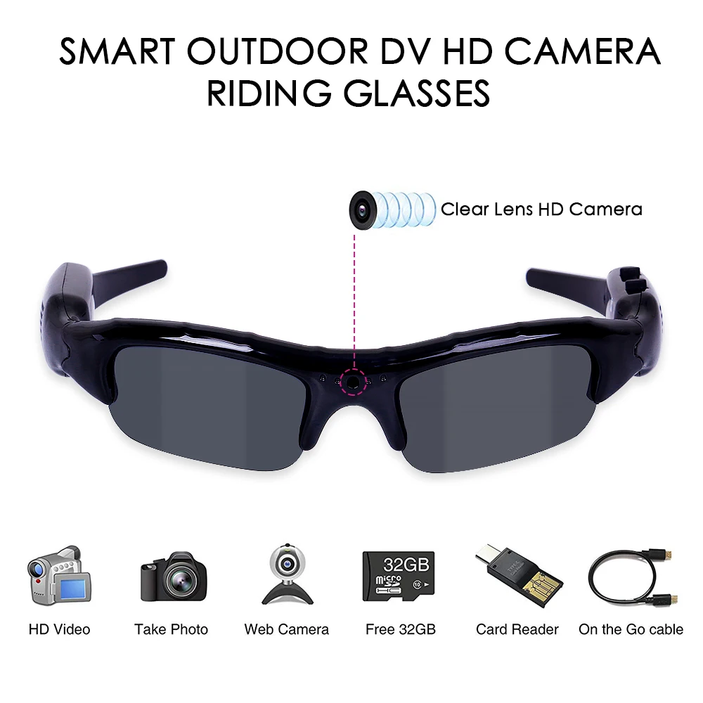 Цифровая камера солнцезащитные очки HD очки DVR видео рекордер 3 в 1 езда солнцезащитные очки