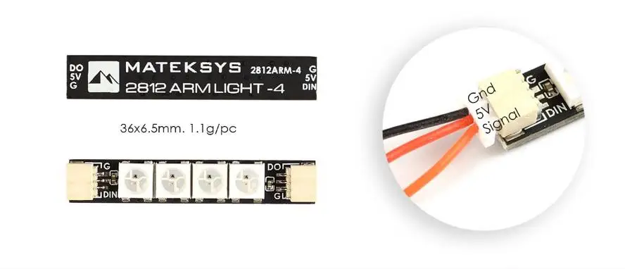 Matek System 2812LED Controller 2-6S LED Control Module with 5V BEC  2812LED Controller & 2812ARM-4 Light 2812ARM-6 Light LED (6)