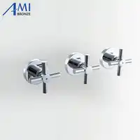 Shower Faucet Valve 3 Handwheel Four-way 2 Outlets Bathroom Bath Mixer Tap In-wall