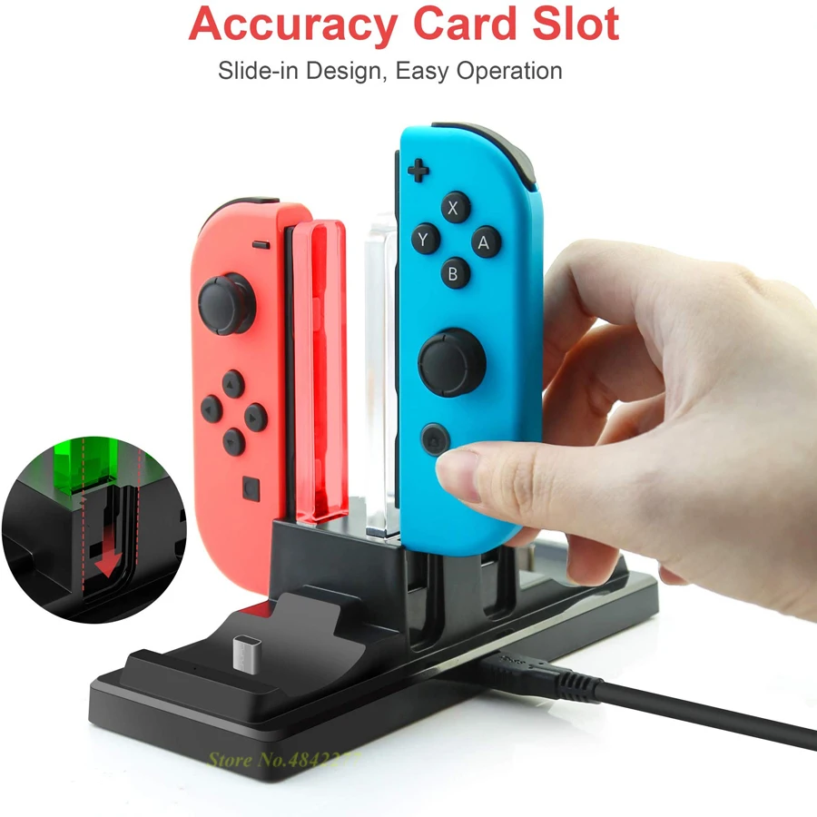 Зарядное устройство 6 в 1 аксессуары для 4 контроллеров Joycon 2 Pro зарядная док