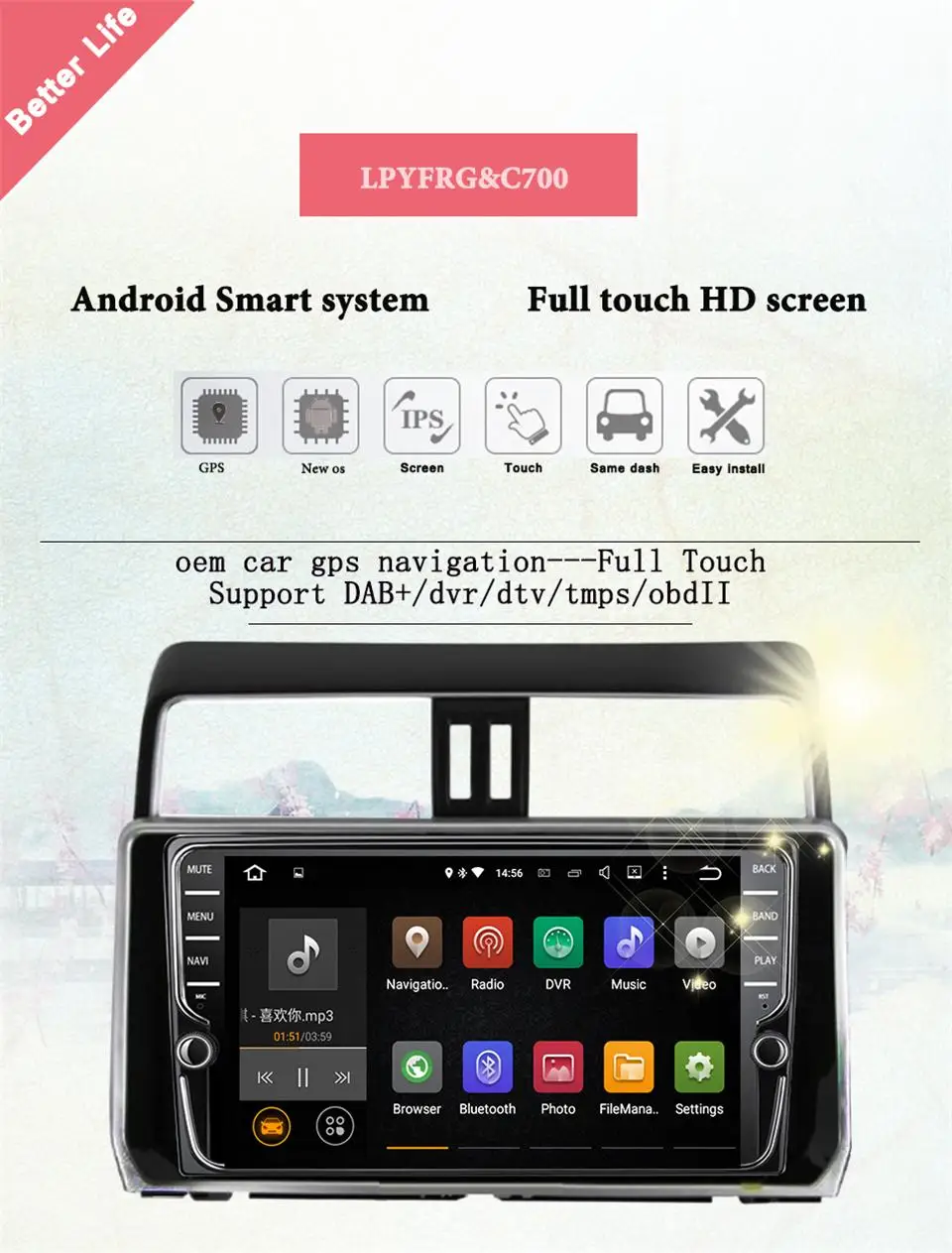 Cheap 9" Android 9.1 Car Stereo For Toyota PRADO 150 2018 2019 Auto Radio Audio Video Headunit Cassette GPS Glonass Navigation No DVD 2