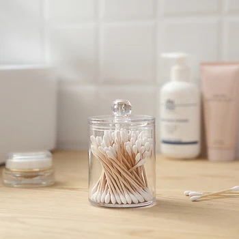 

Household Transparent Plastic Cotton Swab Box Makeup Pads Toothpicks Cotton Swab Storage Organizer Case