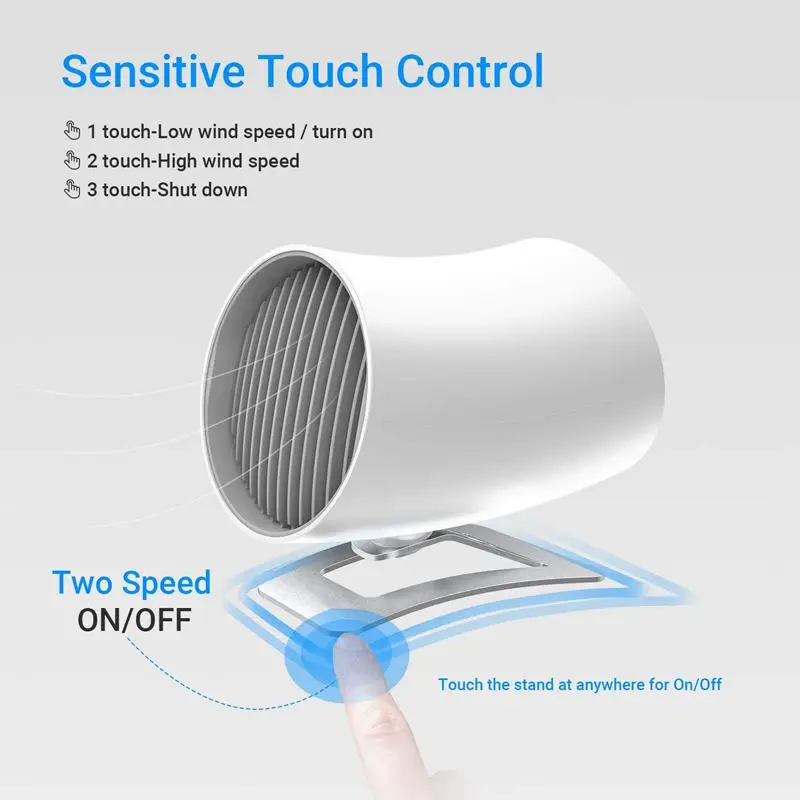 Персональный usb-вентилятор-портативный мини настольный вентилятор с двойными лезвиями сенсорный контроль Регулируемый шепот охлаждение