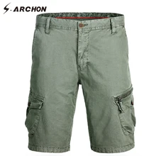S. ARCHON летние камуфляжные брюки карго шорты мужские хлопковые военные армейские тактические Короткие Homme Camo Карманы Свободные по колено короткие брюки