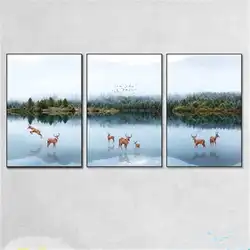 Европейская живопись маслом дерево с изображением озера Лось Пейзаж Холст Живопись стены плакаты печать детская комната картина для