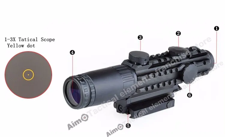 Aim-O охотничий 1-3x28 прицел желтый с подсветкой дальномер Сетка воздушный охотничий прицел для охотничьих винтовок оптический прицел AO3033