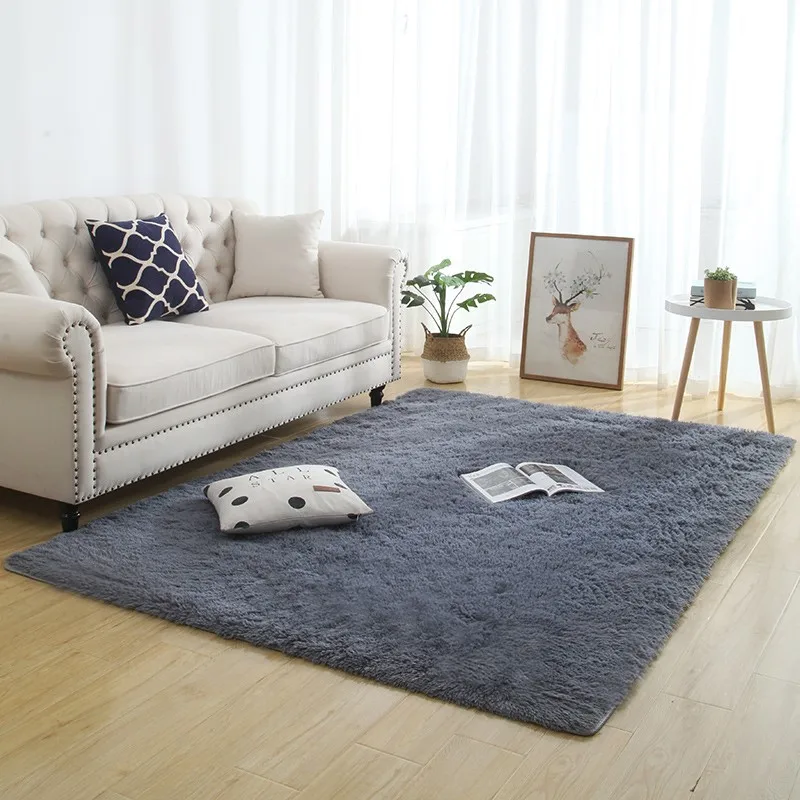 Nordic pink living room carpet Long hair bedside blanket living room coffee table rug girl bedroom floor mat non-slip rug