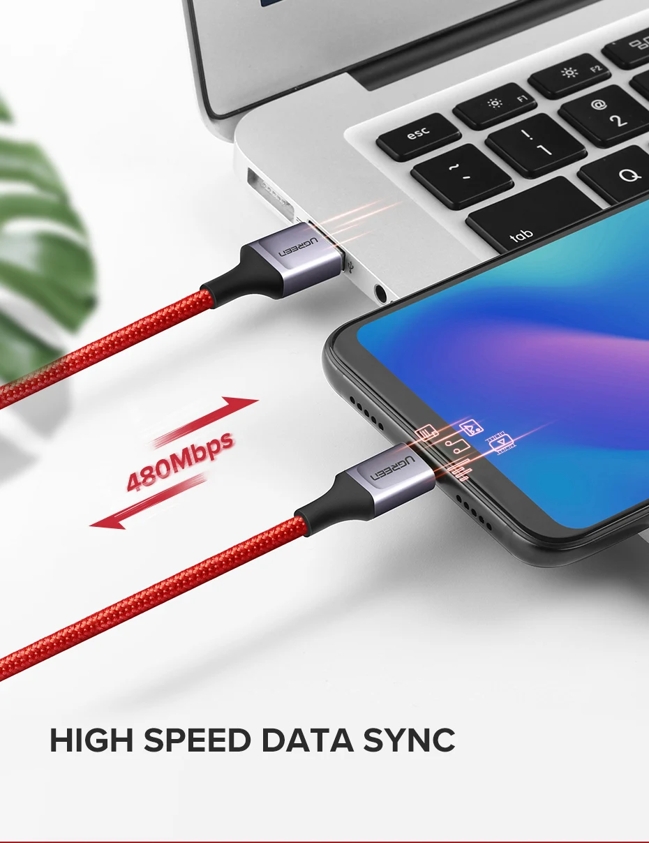 Ugreen usb type-C кабель для samsung Galaxy S10 S9 кабель для мобильного телефона быстрый USB C кабель для зарядки и передачи данных для Xiaomi Mi8 type-C USB шнур