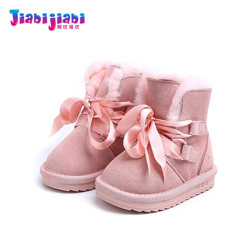 

Children Snow Boots 1-6T Winter Boys Girls Warm Plush Boots Toddler Kids Fashion Shoes Genuine Leather Webbing Fur Boots 8089