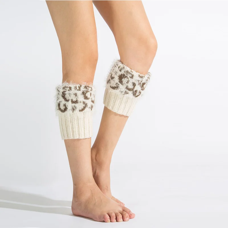 Leopard Fashion Women Leg Warmer Crochet Warm Short Boot Cuffs Women Knitted Long Socks Winter Warmer Leg Socks Elastic New  (8)