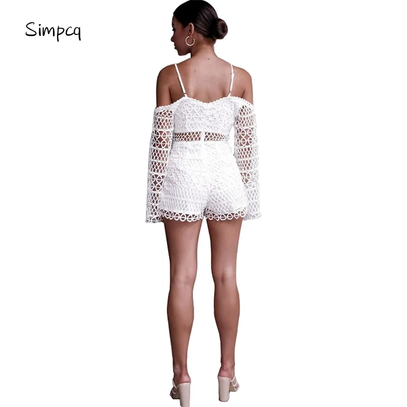 Catsuit Vadim Bodysuit Women Simpcq Seven-sleeve V-neck Strapless Street Shoot Summer Jumpsuit 2018 Mulheres Vestidos 81619 
