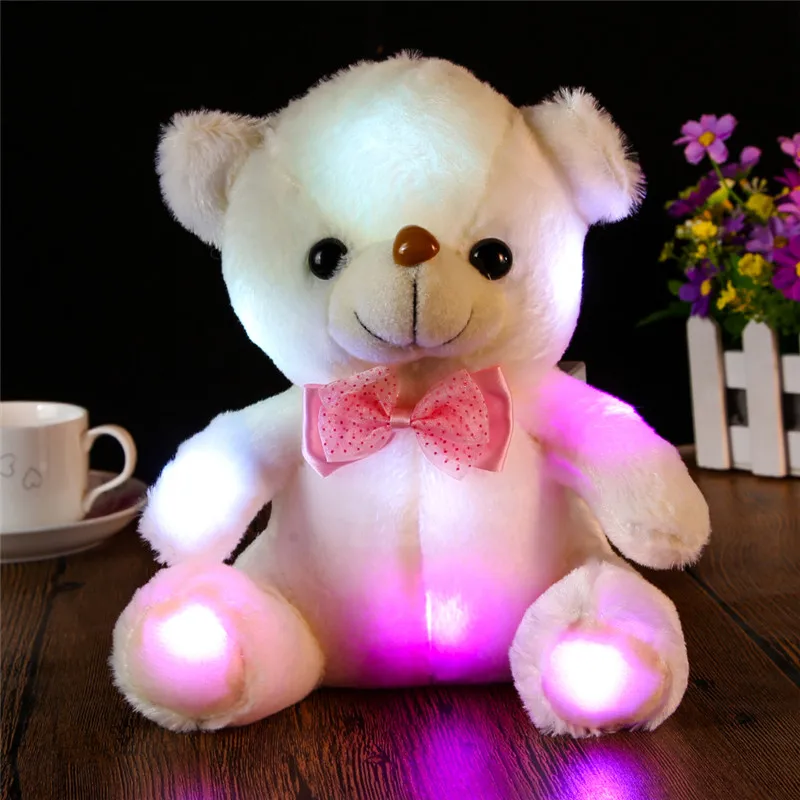 

25-30cm LED Colorful Glowing Teddy Bear Panda Stuffed Toy Kids Glowing in the Dark Stuffed Doll Toy Cartoon Animal Flashing Gift