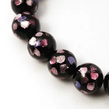

12mm Round Handmade Glass Beads Strands Pink for Jewelry Making DIY Finding Hole: 1mm