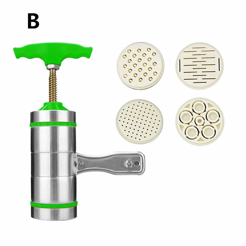 Ручной прибор для лапши из нержавеющей стали машина для изготовления макарон соковыжималка для овощей и фруктов пресс-устройство Spaetzle спагетти форма - Цвет: B