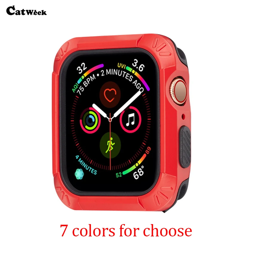 

Catweek 360 Light Watch Case for Apple Watch 4 40MM 44MM Full Protect Cover TPU PC Shockproof Protector For iWatch 4 2 in 1 Skin