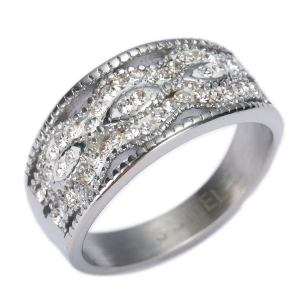 Fashion Women Crystal Rings Wholesale Stainless Steel Wedding Rings For
