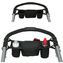 Детская черная коляска Органайзер Сумка Для материнская сумка для подгузников с глубокими подстаканниками Экстра-большое пространство