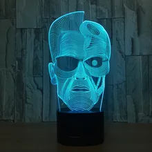 Терминатор фигурку уход за кожей лица 3D светодиодный Ночной светильник Настольная лампа RGB Изменение 3D лампа Новинка Ночной светильник украшение для Рождественский подарок