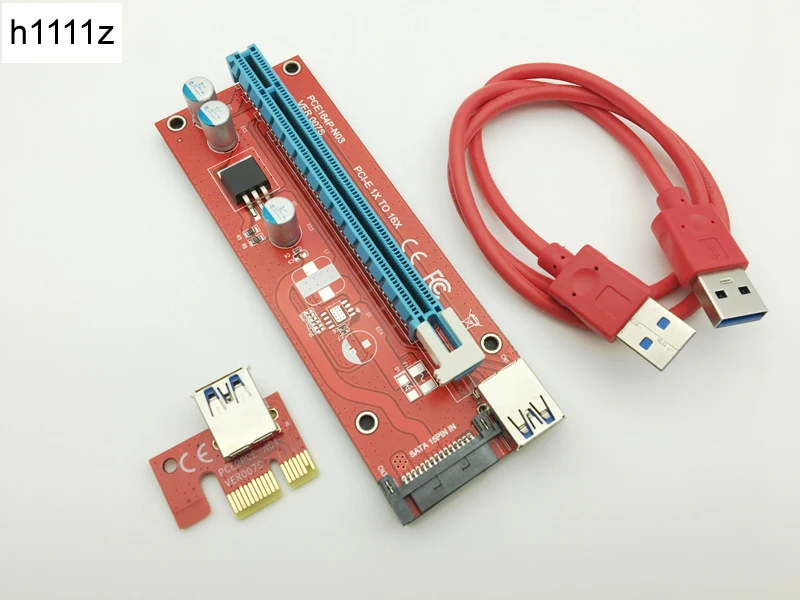 Карта расширения Riser Red VER007S PCI Express 1x до 16x E удлинитель USB 3 0 кабель 15pin SATA для