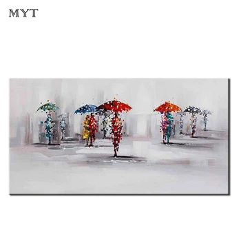 

MYT Abstract People Umbrella Landscape Oil Painting Handmade Wall Art Home Decor Acrylic Canvas Pictures Painting For Room