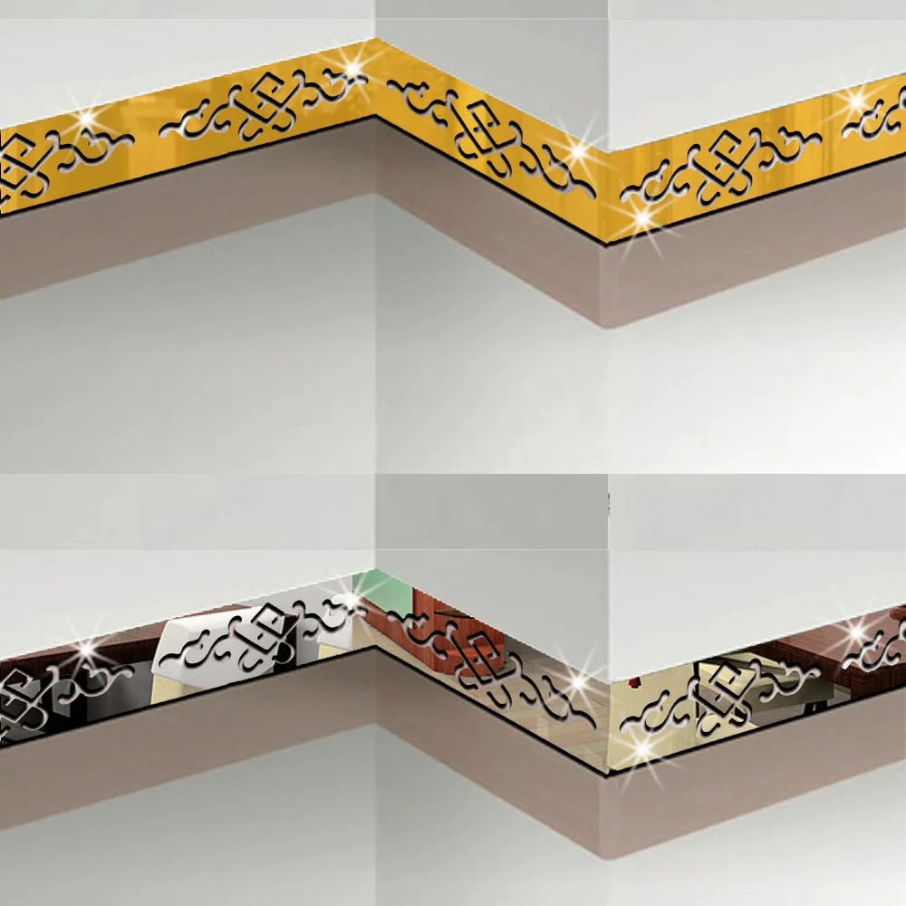 5pcs Ceiling TV Wall Decoration Wall Sticker 3D Skirting Mirror Wall