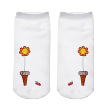 Носки с 3D принтом, забавные короткие носки с цветочным рисунком для женщин и мужчин, унисекс