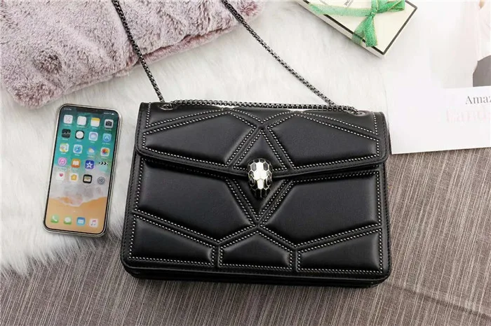 

Genuine Leather Rivet Metal Chain Shoulder Bags Women Bag Crossbody Irregular Geometric Design Cow Leather Hand Bags