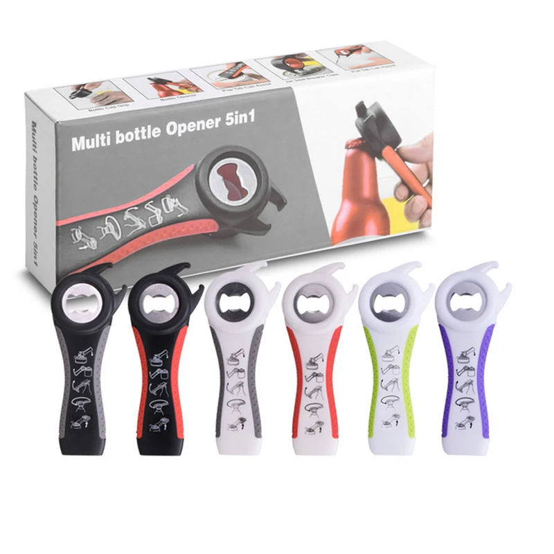

5 in 1 Multi function multi-function Stainless Steel plastic Can jar bottle open can Opener Beer Good Kitchen Tool tools