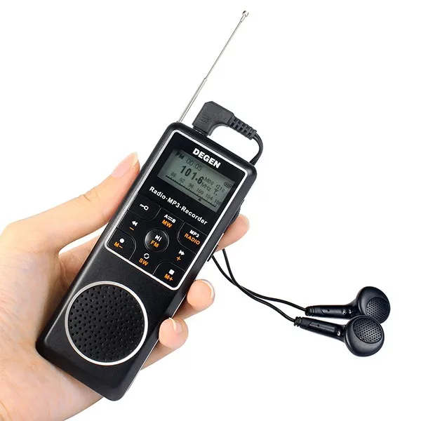  DEGEN DE1127 Mini Digital radio 4GB MP3 Player and Voice Recorder with FM Stereo degen receiver MW 