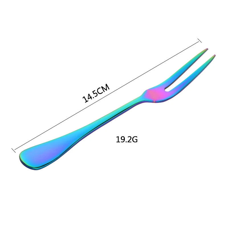 12 шт./партия Роскошные вилки для торта из нержавеющей стали салатная вилка толстый набор столовых приборов фруктовая вилка Золотая вилка для улиток - Цвет: 12 Rainbow