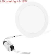 Luminária embutida de painel led para cozinha, banheiro, 85-265v, 3w, 6w, 9w, 12w e 15 luz led redonda 18w quente/branco frio
