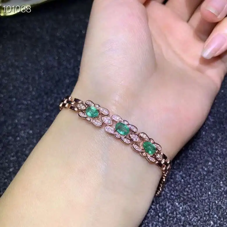  Bracelet émeraude vert naturel Bracelet pierre gemme naturelle 925 bracelet en argent mode chaîne c