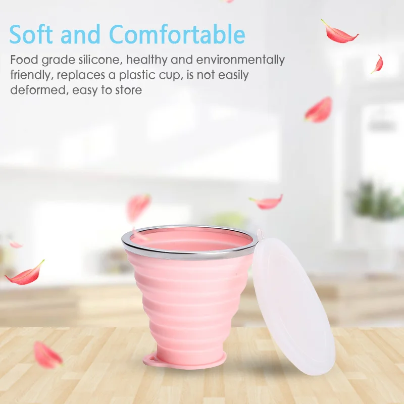 

250ML Sport Water Cup Travel Cup Silicone Retractable Folding Cups Telescopic Collapsible Coffee Cups Outdoor Stainless Steel