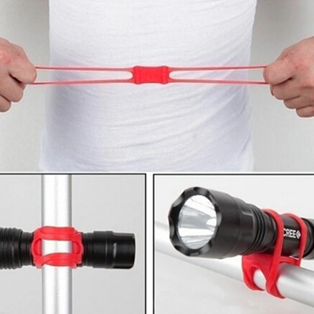 Flash Deal Bicycle Handlebar Silicone Strap Bike Front Light Holder Phone Fixing Elastic Tie Rope Cycle Bicicleta Torch Flashlight Bandages 5