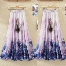 Макси юбка летняя женская модная повседневная сексуальная с принтом эластичный пояс Повседневная Макси юбка летние длинные юбки для женщин мягкие FD
