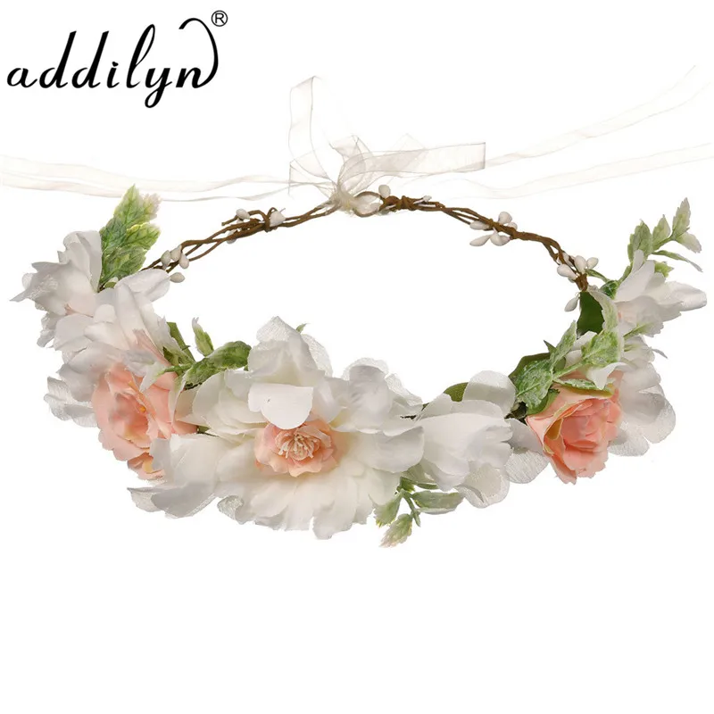 Spring Style Bridesmaid Flower Crown Artificial Flower Head Wreath for