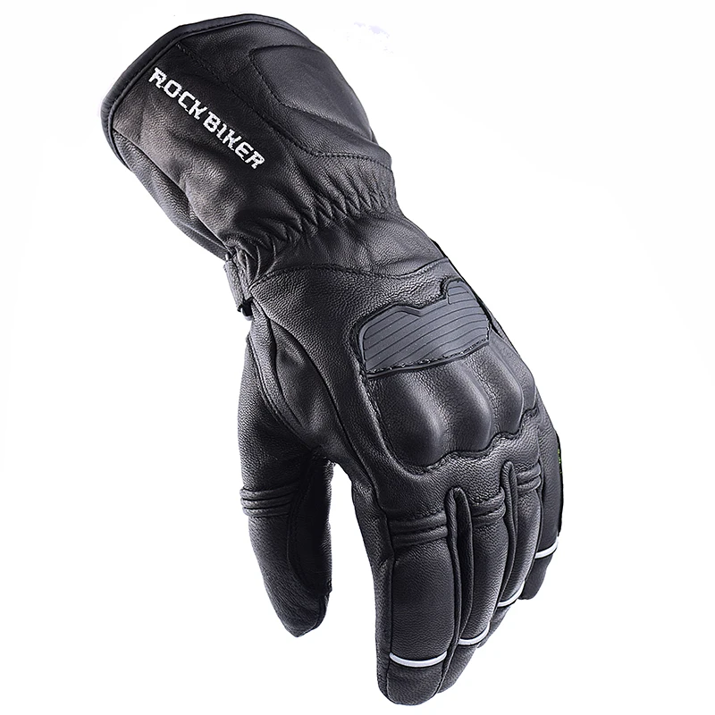 Rock Biker Goat Skin Waterproof Motorcycle Motorbike Gloves Winter Moto Long Leather Motocross For Harley Bike Guantes Black