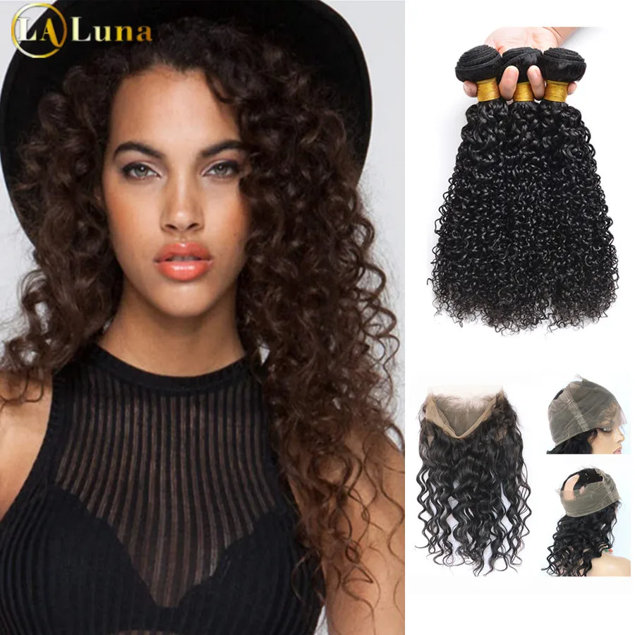 360 frontal with bundles curly Clearance