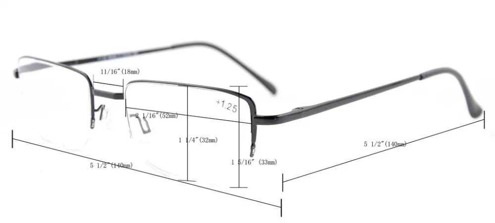 HR16011 очки для чтения Eyekepper Пружинные шарниры половинной Оправа очков для чтения+ 0,5/0,75/1,0/1,25/1,5/1,75/2,0/2,25/2,5/2,75/3,0/3,5/4,0
