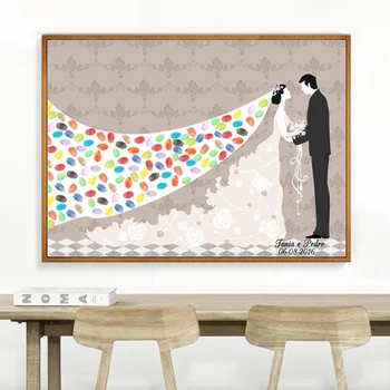 

Bride And Groom Fingerprint Free Custom Name Date Canvas Prints, Personalize DIY Guestbook, Wedding Souvenirs, Wedding Sign Book