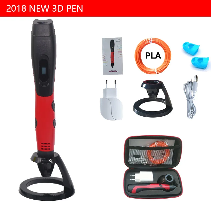Новая версия 3d Ручка 3d принтер Ручка с 1,75 мм abs/pla нити USB источник питания DC 5 В 2A с красивым строном сумка легко носить с собой - Цвет: only red
